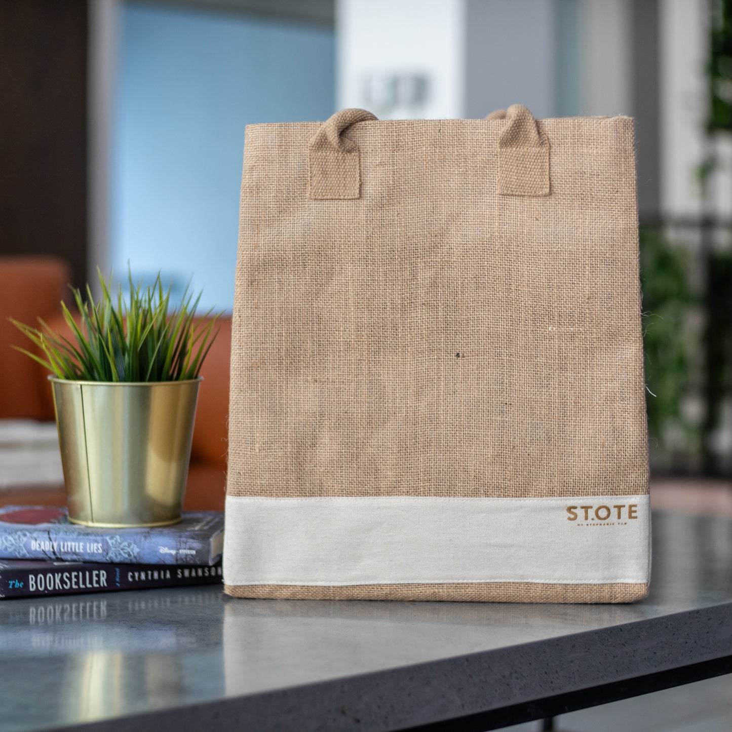 EPICE BAG - DUO TONE NATURAL JUTE BAG WITH COMPARTMENT